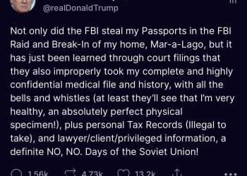 Trump says FBI stole medical records from Mar-a-Lago, but all they'll discover is that he's an "absolutely perfect physical specimen"