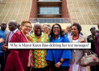LA Mayor Karen Bass had her text messages set to auto-delete while she was in Africa during the wildfires. The LA Times says it might have been illegal.