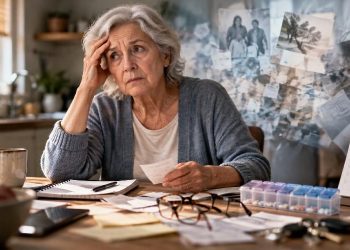 Elderly Woman Amid Fading Memories